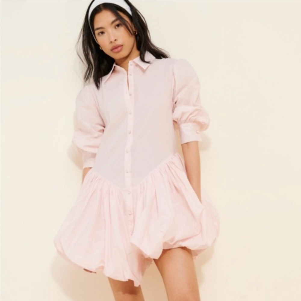 Selkie Light Pink Puff Sleeve Mini Dress
